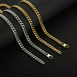 designer necklace Fashion clothing accessories titanium steel mens simple double-sided ground Cuban chain mens bracelet necklace set