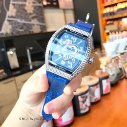дизайнерские часы Фрэнка Мюллера с бриллиантами мужские часы Dragon Totem циферблат 5A высококачественный кварцевый механизм UHR Iced Out Montre luxe резиновый ремешок Date Montre коробка для часов W42O