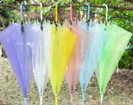 Transparente Regenschirme klarer PVC -Regenschirme Langes Griff Regenschutz 6 Farben LL