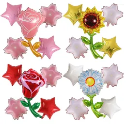 Parti Dekorasyonu 5pcs Çok Çiçek Balonları Folon Globes Kızlar İçin Pembe Hediyeler Doğum Günü Düğün Sevgililer Bebek Duş Dekoru