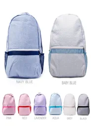 حقائب مدرسة Domil Seersucker Stripes Cotton Classic Backpack Soft Girl Personalized Back Dom0313298492