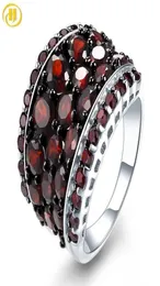 Hutang Silver Garnet Ring 925 Jewelry Gemstone 55ct Red Garnet Pomegranate Rings for Women039s Fine Jewelry Gift for Christm5595161