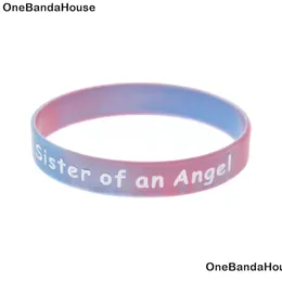 Jelly 1Pc Sister And Brother Of An Angel Sile Rubber Wristband Adt Size Family Gift Swirl Color Drop Delivery Jewelry Bracelets Dhckl