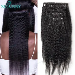 PU Clip in Hair kinky burmese stralely seamless Ins Human for Black Women 100g120g200g240g 240401