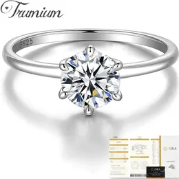 Trumium 051 ct D Farbring für Frauen Diamantringe S925 Silber Engagement Ehering Banden Fein Schmuck 240417