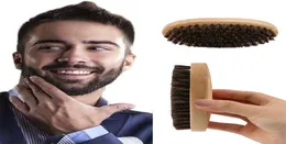 実用的な楕円形の男性イノシシ毛の顔面ひげ口ひげブラシ硬い丸い木材ハンドルのヘアドレッシングツール5506592
