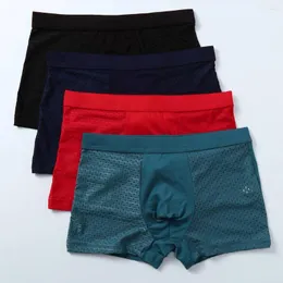 Underpants Men's Summer Hollow-out Gay Underwear Stitching Sexy Comfortable Shorts Panties 4PC Ropa Interior Hombre