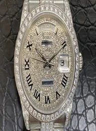 Dziennik Typ niedzielny seria Montre de Luxe 395 mm średnica 2836 szczypce ruchowe z 12 kamiennymi pasmami stalowymi na sekcję Mężczyzny Watchy 07473795