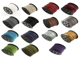 100yard lot 3MM x 15MM One Side PU Leather Covered Faux Suede Cord Lace Bracelet Necklace Making String You Pick Color6925818