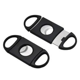 High Quality Double Two 2 Blade Stainless Steel Cigar Cutter Scissor Scissors Cutters Plastic Handle Pocket LL