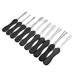 Edelstahl schwarzer Autoverriegelungs -Pick -Set 10pcs Double Side Lock Pick -Werkzeuge