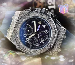 Data da giorno da giorno orologi al quarzo Stop cingola di gomma verde nero di alta qualità diamanti anello di fabbrica orologio impermeabile bracciale orologio orologio di lusso regali