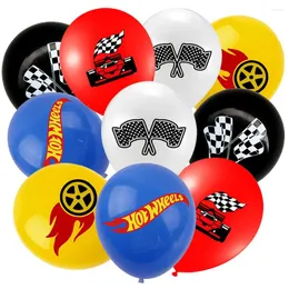 Party -Dekoration 50pcs Race Cars Ballons Geburtstag 12 Zoll karierte Flaggen Renn Latexballon Zwei schnelle Dekorationen liefert rot blau