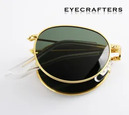 Składane składane okulary przeciwsłoneczne HD spolaryzowane męskie mody mody retro vintage małe owalne okrągłe lustrzane okulary 8205579