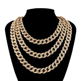 Дизайнерское ожерелье Популярное хип -хоп аксессуары, полные бриллиантового кубинского колье -сети, хип -хоп рэп -браслет кубинский золотой серебряный цепь