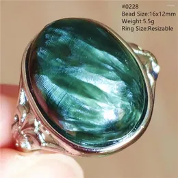 Anelli a cluster Naturale Green Seraphinite Anello regolabile Donne da donna Clinochlore GEMSTONE 925 Sterling Silver