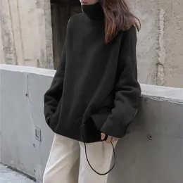 Kadın Sweaters Kaplumbağa Boyun Kaşmir Kazak Kadın Stil Gevşek Sıcak Örme Plover 2021 Kış Giyim Tembel Oaf OAF DADA DEL DEL OTG5D