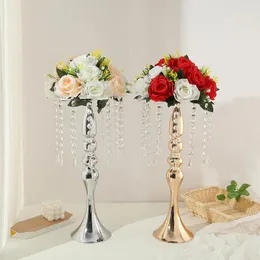 Vases Gold Silver Flower Pillar Candle Holders Road Lead Table Centerpieces For Home Party Birthday Wedding Dinner Decor