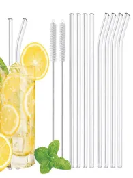 Clear Glass Straw 2008mm قابلة لإعادة الاستخدام مستقيم قش شرب الزجاج مع فرشاة قش زجاجية ودية للفرشاة لعصائر الكوكتيل 7242766