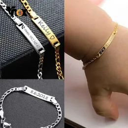 Chain Vnox Personalizza Nome bambino personalizzato Bracciale Gold Tone Oro Bracciale regolabile in acciaio inossidabile New Born to Child Girls Boys Giftl240417