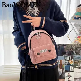 Backpack BaoWomen 2024 Fashion Corduroy Lady Mini Soft Touch Multifunction Small Shoulder Bag Outdoor Travel Bolsa Mochila
