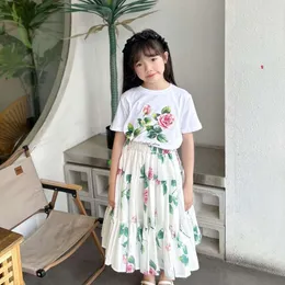 소녀의 드레스 가드 아동 의류 여름 패션 세트 소녀 아기 영어 짧은 슬리브 인쇄 티셔츠 꽃 반 치마