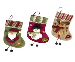 Ornamentos de decoração de estoque de Natal desenho animado Papai Noel Snowman meias Decorações de Natal para lareira em casa 11 Styles8884959