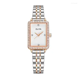 Zegarek Diamond Watch for Women Relojes Para Dama Square Dial Ladies Lucky Girl ReloJ de acero nieutlenialny mujer