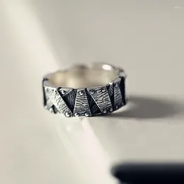 Кластерные кольца доминирующие джентльмен 925 Серебряный винтажный нерегулярный механический стиль мужской партия изящный ювелирный кольцо Открытие подарка