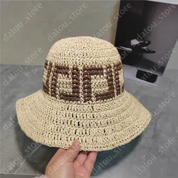 Luxury Designer Hat Straw Hat Fashion Summer Beach Bucket Hat Wide Brimmed Fisherman Holiday Travel Knittade Hattar Visor Flat Hat F Sunhat