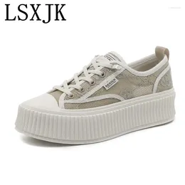 Scarpe casual lsxjk sandals donna estate 2024 pizzo di pescatori della piattaforma di muffin femminile a maglie sneaker traspirante