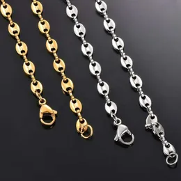 designer necklace Hip Hop Couple Stainless Steel Coffee Bean Chain Versatile Pig Nose Titanium Steel Lock Bone Chain Necklace Bracelet