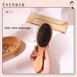 Everbab Boar Bristle Air Cushion Hair Comb Wooden Comb 헤드 두피 자오선 마사지 빗 휴대용 에어백 빗 240407