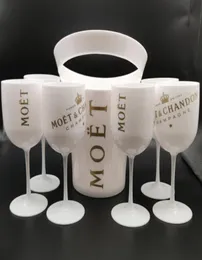 Buz kovaları ve 6pcs ile soğutucular beyaz cam moet chandon şampanya cam plastik5017018