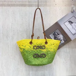 Women BOHO straw french bag beach totes ombre bag womens Designer crochet knitting Bags embroidery letter summer casual shoulder soft knit