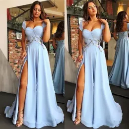 Parti Elbiseleri Tatlım Kısa Kollu Çiçek Balo Elbise Uzun Sırtsız Satin Bir Hat Yüksek Yatak Form Akşam Elbisesi Elegantes Vestidos Noche