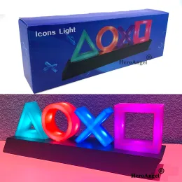 Głośniki Nowa ikona ikon światła dla PS4/PS5 Kontrola głosowa dekoracyjna lampa do PlayStation Player Commercial Colful Lighting Game LED