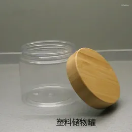 Garrafas de armazenamento 10pcs 500 ml recipiente de jarra de creme de estimação com tampa de bambu natural alimentos de mel de máscara facial