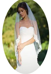 재고가 가장 저렴한 재고 장 팔꿈치 길이 신부 베일 아플리케 Veu de Noiva Longo Wedding Veil Lace Purfle No Comp5775442