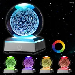 Lampa ścienna RGB Drzewo życia Kryształowa Kulka z LED Kolorowa oświetlenie podstawa dotyka baza kwiat Meditation Chakra nocna światło Prezent