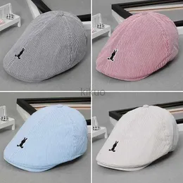 Berets Hot Solid Color Children Berets Stripe Cotton Thin Fashion Simple Kids Hats Caps Berretto Baby Caps for Boys Girls d240417