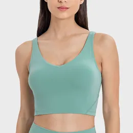 Women Yoga Bra L-109 Sports Vest Fitness Tops Sexy Underwear Tanks Solid Color Lady Shirts with Removable Cups Yoga Sports Crop Tanks