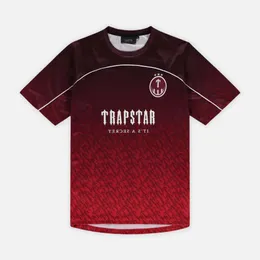 2024 T-shirt maschile Trapstar Mesh Football Jersey Blu Black Red Men Fashion Sportswear Fashion