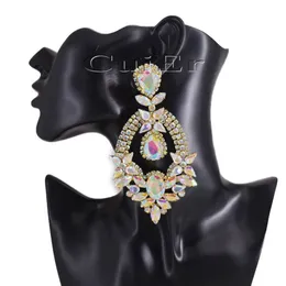 Cuier 4 5 Gold Crystal AB Kolczyki Drag Queen Pageant Fashion Women Jewelry na ślubne norcestony 220720210T