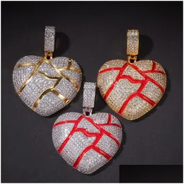 Подвесные ожерелья Broken Heart Ожерелье для мужского женского модного хип -хопа украшения заморожены.