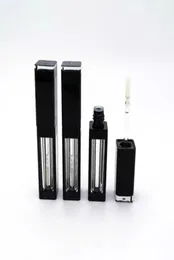 Rótulo privada personalizada 4ml Black Square Lip Gloss Tube Contêiner vazio Lipstick Tubos Lipgloss