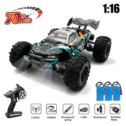 Diecast Model Cars 1/16 RC CAR 4X4 CAR дистанционного управления 16101PRO/16102PRO Бесщета 70 км/ч 2,4G Электрическая высокоскоростная игрушка внедорожного дрейфа J240417