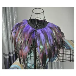 Outras festas de festas de festas 3 Ply Ply Purple Feather Shrug Cape Shawl Skoder Cashet Roupas Patry Cotume6236156 Entrega Drop Dh8io