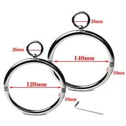 Stainless Steel Collar Neck Ring Slave BDSM Metal Bondage Positioning Bandage Fetish Adult Games Sex Toys For Woman 240412