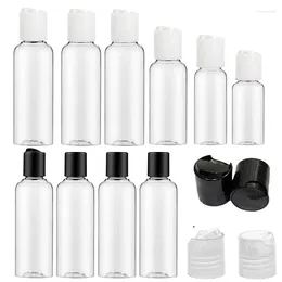 Lagringsflaskor 30 st 30 ml 50 ml 60 ml 100 ml pressbara plast Pet Clear Containers med skivlock för resor toalettartiklar Lotion Shampo